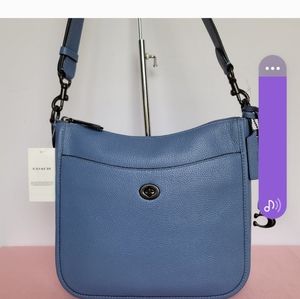 COACH Pebbled Leather Chaise Crossbody Bag- Washed Chambray